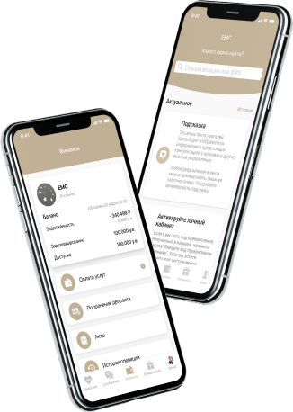 Два смартфона с открытым мобильным приложением EMC