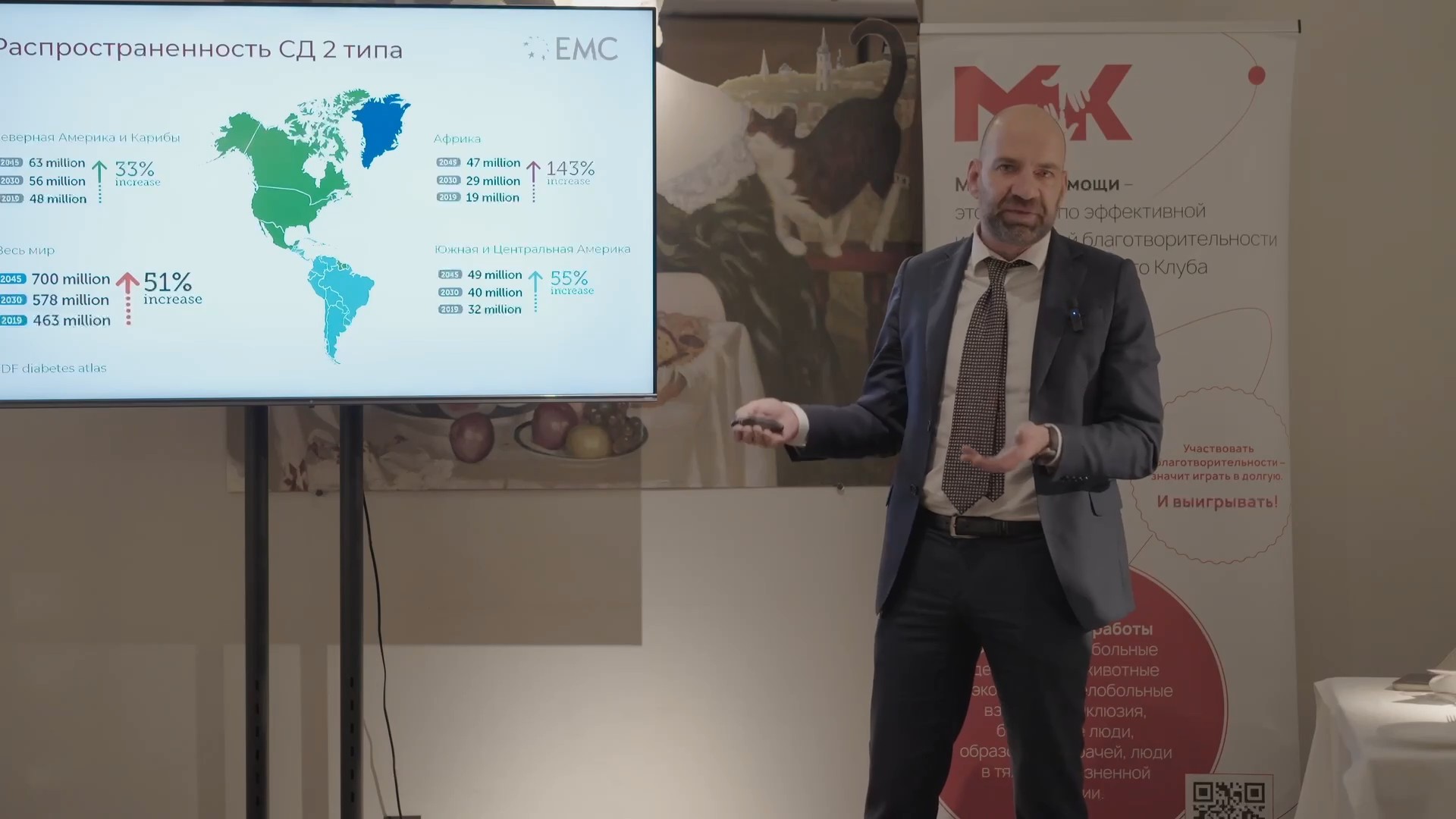 Врач-диетолог Клиники превентивной медицины EMC на благотворительном вечере Мужского клуба 